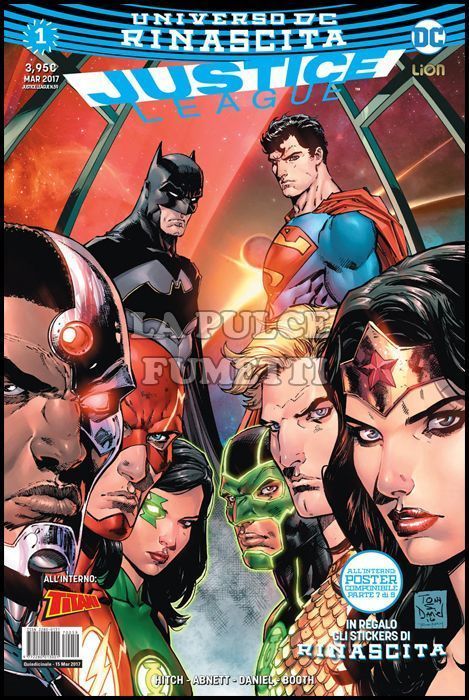 JUSTICE LEAGUE #    59 - JUSTICE LEAGUE 1 - RINASCITA + STICKERS + POSTER ( 7 DI 9 )